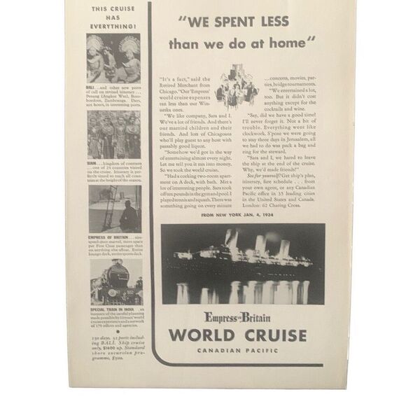 Vintage 1932 Canadian Pacific Empress of Berlin World Cruise Ad Advertisement - Picture 2 of 4